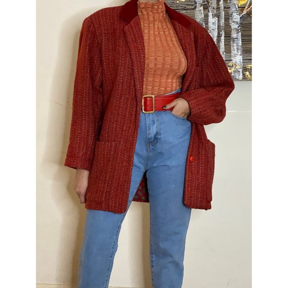 SOLD (VINTAGE) Album by Kenzo 90's Velvet Neck Oversized Jacket (S) - Picture 2 of 8